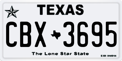 TX license plate CBX3695