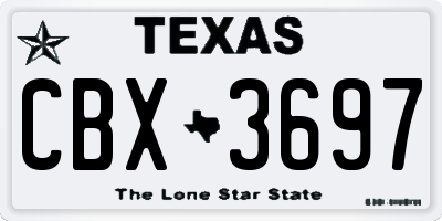 TX license plate CBX3697