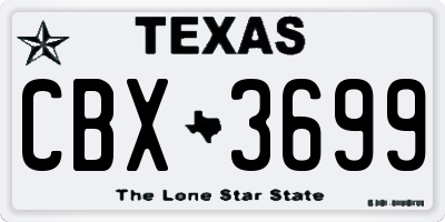 TX license plate CBX3699