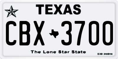 TX license plate CBX3700