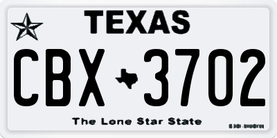 TX license plate CBX3702