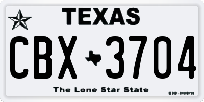 TX license plate CBX3704