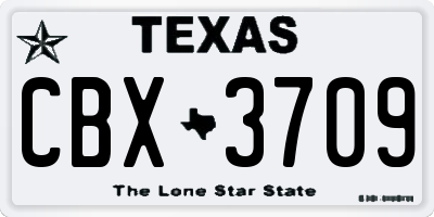 TX license plate CBX3709