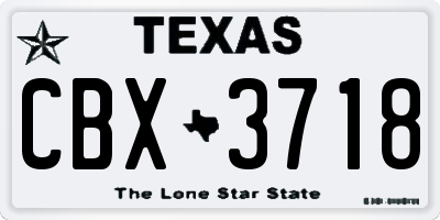 TX license plate CBX3718