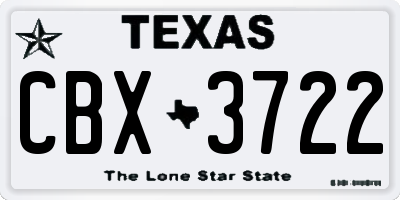 TX license plate CBX3722