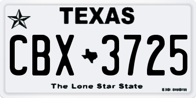 TX license plate CBX3725