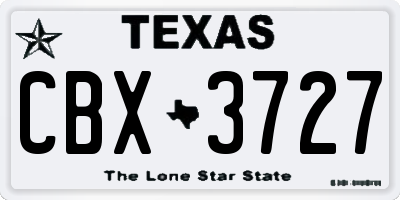 TX license plate CBX3727