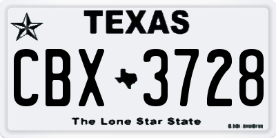 TX license plate CBX3728