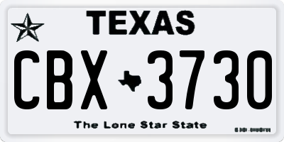 TX license plate CBX3730