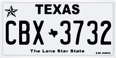 TX license plate CBX3732