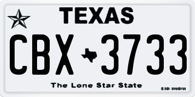 TX license plate CBX3733