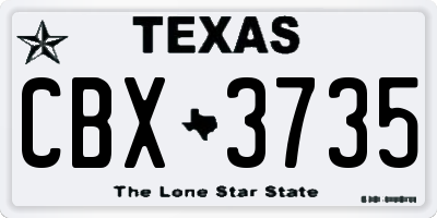 TX license plate CBX3735