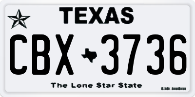 TX license plate CBX3736