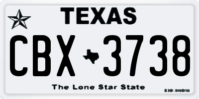 TX license plate CBX3738