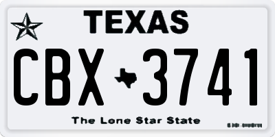 TX license plate CBX3741