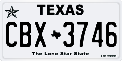 TX license plate CBX3746