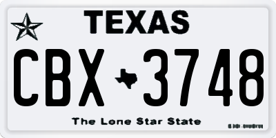 TX license plate CBX3748
