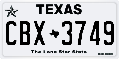 TX license plate CBX3749