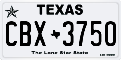 TX license plate CBX3750