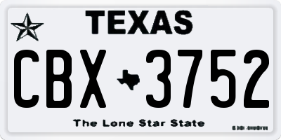 TX license plate CBX3752