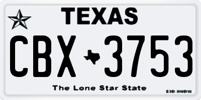 TX license plate CBX3753