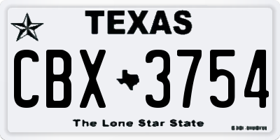 TX license plate CBX3754