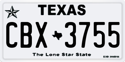 TX license plate CBX3755