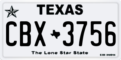 TX license plate CBX3756