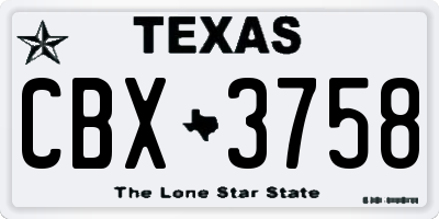 TX license plate CBX3758