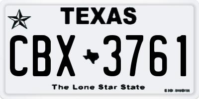 TX license plate CBX3761