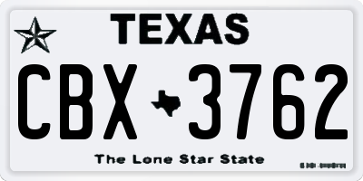 TX license plate CBX3762