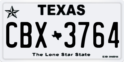 TX license plate CBX3764