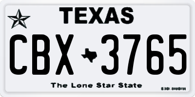 TX license plate CBX3765