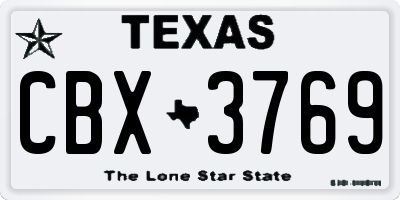 TX license plate CBX3769