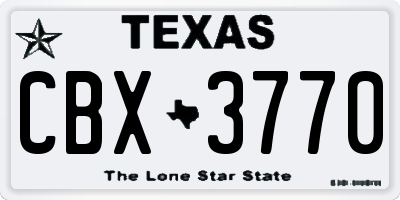 TX license plate CBX3770