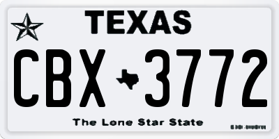 TX license plate CBX3772