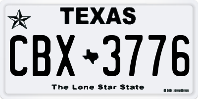TX license plate CBX3776