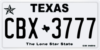 TX license plate CBX3777