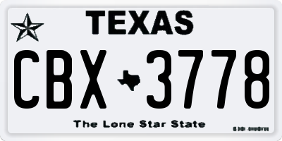 TX license plate CBX3778