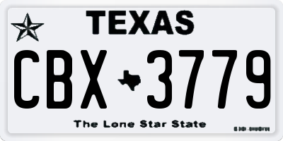 TX license plate CBX3779