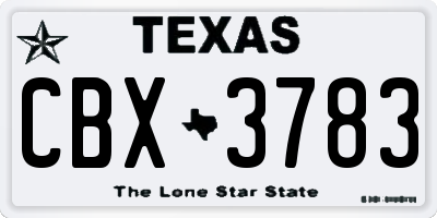 TX license plate CBX3783