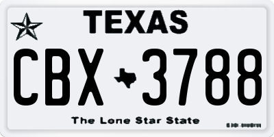 TX license plate CBX3788