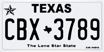TX license plate CBX3789