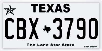 TX license plate CBX3790