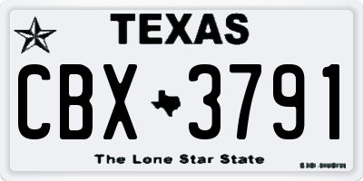 TX license plate CBX3791