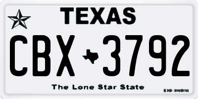 TX license plate CBX3792