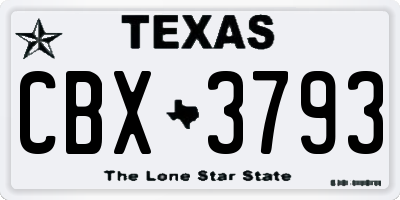 TX license plate CBX3793