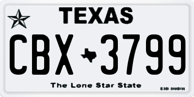 TX license plate CBX3799