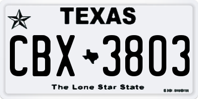 TX license plate CBX3803