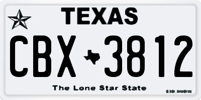 TX license plate CBX3812